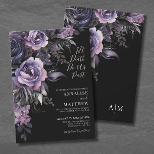 Invitation Mariage noir floral gothique moderne