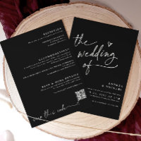 Mariage noir minimaliste moderne QR Code élégant