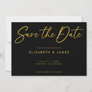 Invitation Mariage Noir Moderne Enregistrer La Date Invitatio