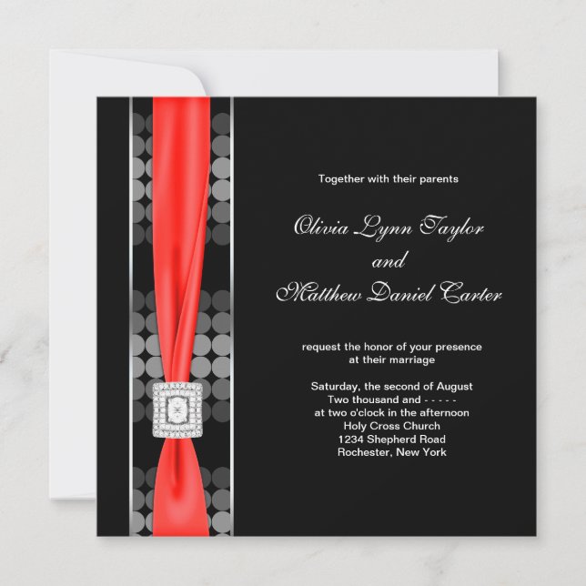 Invitation Mariage noir noir blanc noir (Devant)