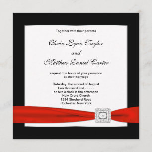 Invitation Mariage noir noir noir blanc rouge