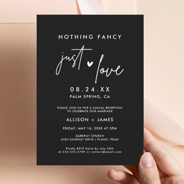 Invitation Mariage noir Rien de fantaisiste Juste l'amour Fui (Créateur téléchargé)