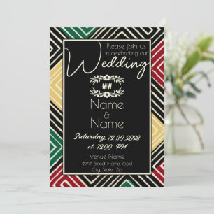 Invitation Mariage noir rouge tribal africain