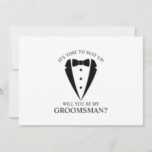 Invitation Mariage noir Tuxedo Suit Groomsman Proposition