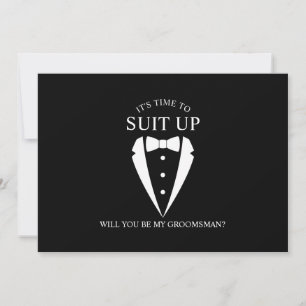 Invitation Mariage noir Tuxedo Suit Groomsman Proposition