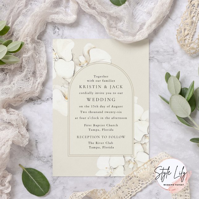 Invitation Mariage numérique floral orchidée botanique (Créateur téléchargé)