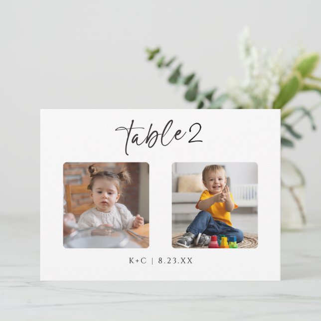 Invitation Mariage Numéros de tableau Photos par âge Moderne  (Debout devant)
