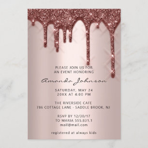 Invitation Mariage nuptiale Anniversaire 16e Rose Gold 3D Dri