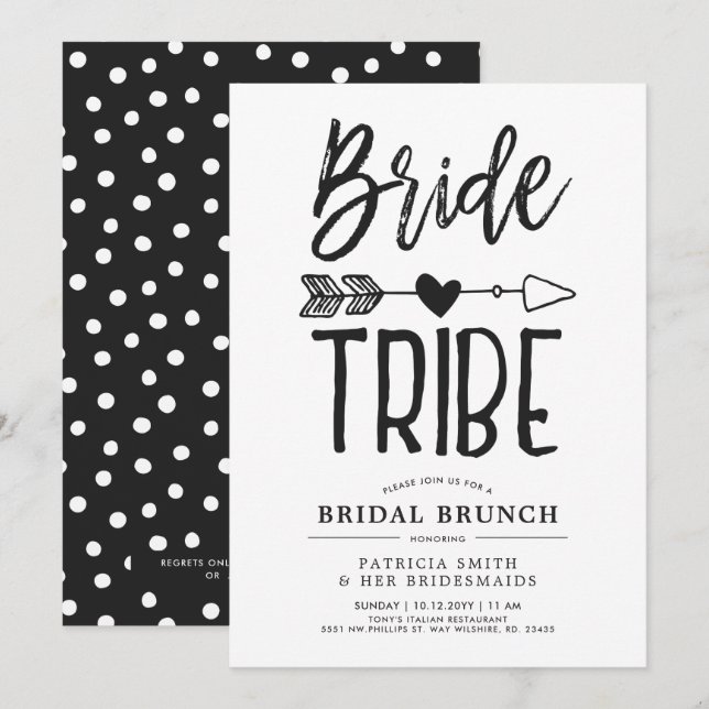 Invitation Mariage nuptiale de brunch de la tribu | de jeune (Devant / Derrière)