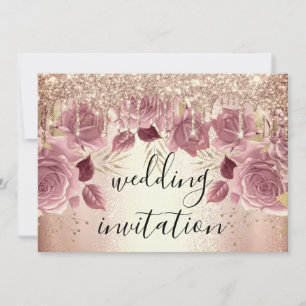 Invitation Mariage nuptiale Rose Lecteurs roses Fleurs I
