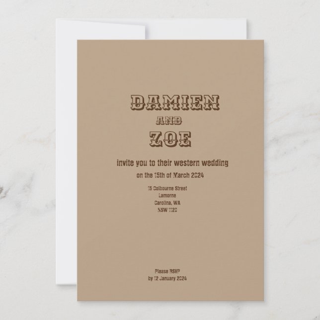 Invitation Mariage occidental (Devant)