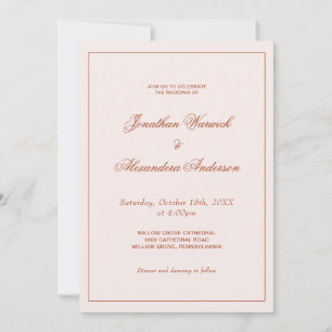 Invitation Mariage occidental Boho crème et terracotta