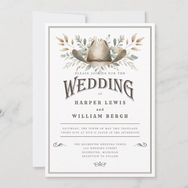 Invitation Mariage occidental rustique (Devant)