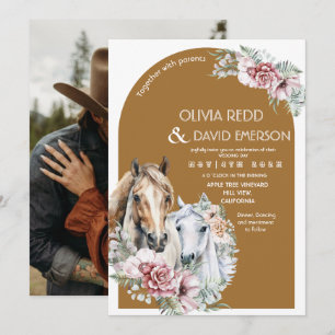 Invitation Mariage occidental rustique cowboy boho floral