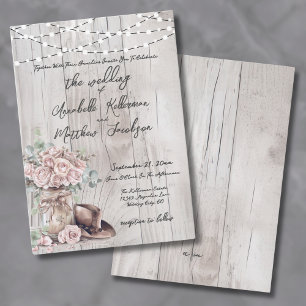 Invitation Mariage occidental rustique élégant avec décoratio