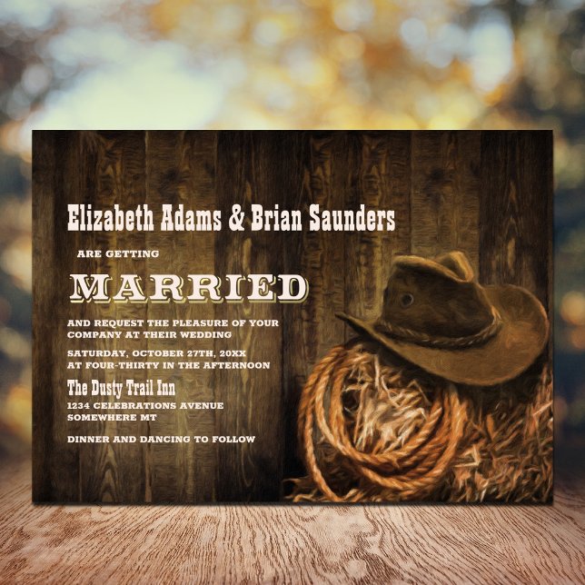 Invitation Mariage occidental rustique en bois (Créateur téléchargé)