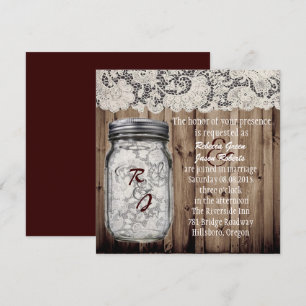 Invitation mariage occidental vintage bois de grange dentelle