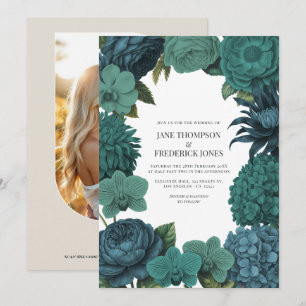 Invitation Mariage Ocean Émeraude, Lagune Profonde & Teal de