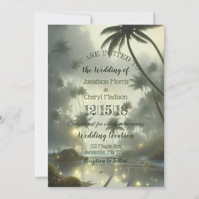 Invitation Mariage Océan et Palm Trees (Devant)