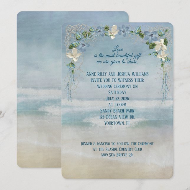 Invitation Mariage Ocean Seashore (Devant / Derrière)