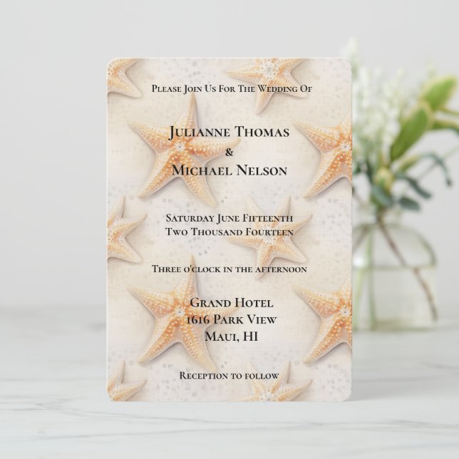 Invitation Mariage Ocean Starfish Beach (Debout devant)