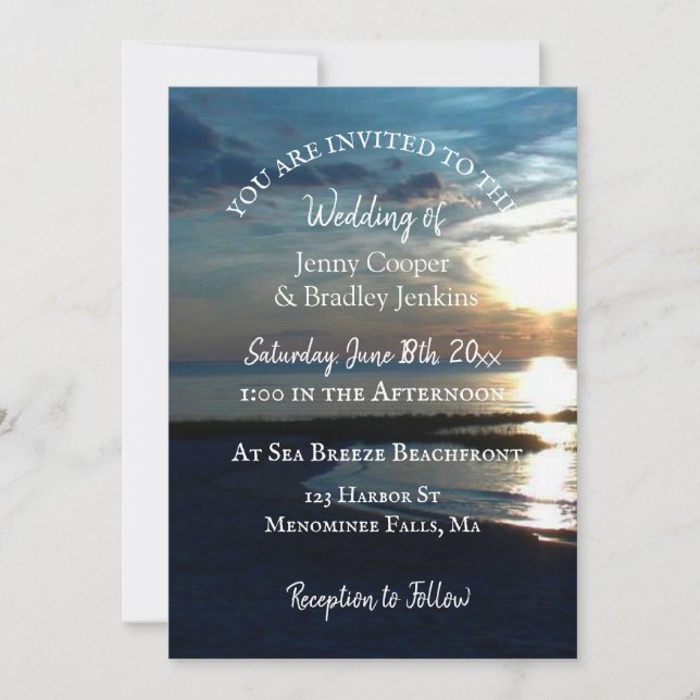 Invitation Mariage Ocean Sunset à Dusk (Devant)