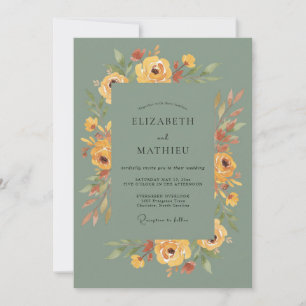 Invitation Mariage Ochre Olive Paeon