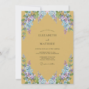 Invitation Mariage Ocre Pervenche Wisteria