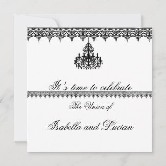 Invitation Mariage officiel de goth de lustre noir et blanc