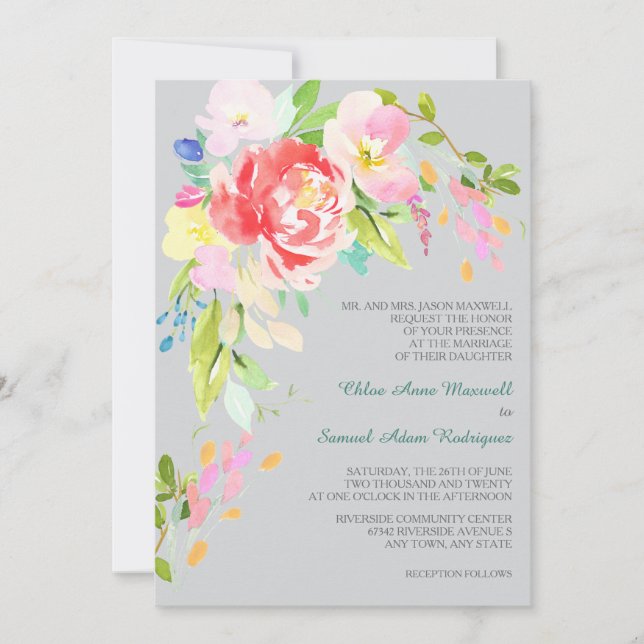 Invitation Mariage officiel de la frontière du bouquet de pri (Devant)