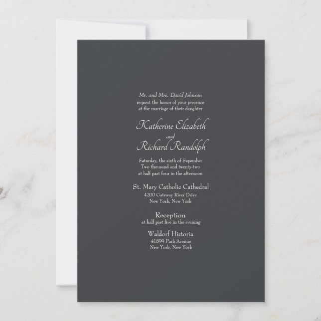 Invitation Mariage officiel de l'église Mariage grise (Devant)