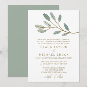 Invitation Mariage officiel de l'eucalyptus veiné d'or
