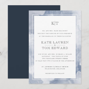 Invitation Mariage officiel de monochromie bleu d'eau Dusty