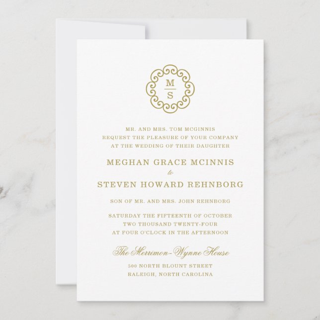 Invitation Mariage officiel Gold (Devant)