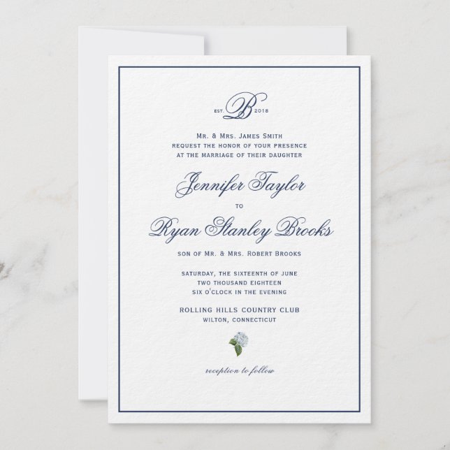 Invitation Mariage officiel Inviter Hydrangea (Devant)