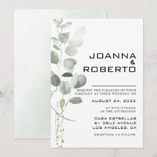 Invitation Mariage officiel minimaliste de feuillage Eucalypt
