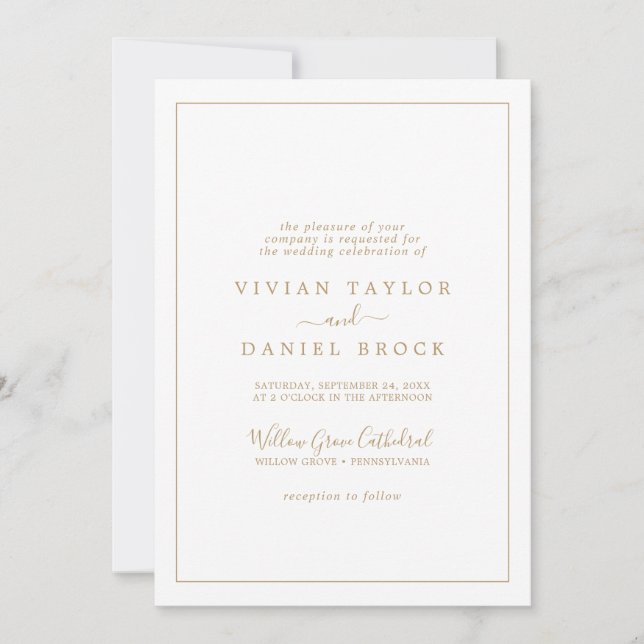 Invitation Mariage officiel minimaliste Gold (Devant)
