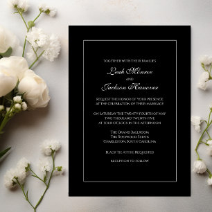 Invitation Mariage officiel noir et blanc élégant
