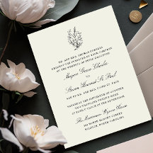 Mariage officiel noir et blanc fleur sauvage