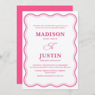 Invitation Mariage officiel rose rétro