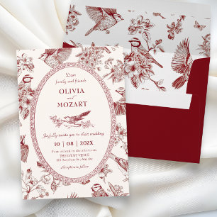Invitation Mariage oiseau floral de chinoiserie vintage