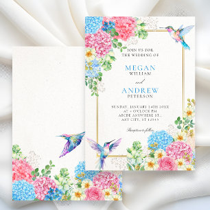 Invitation Mariage oiseau floral esthétique