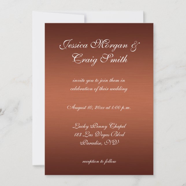 Invitation Mariage Ombre en cuivre brossé foncé (Devant)