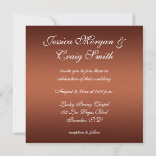 Invitation Mariage ombré foncé cuivre brossé