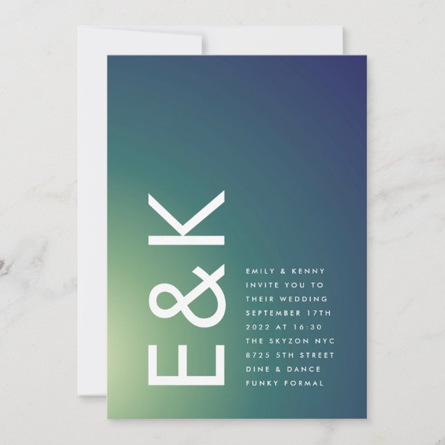 Invitation Mariage Ombre Vert Vert Ultra Moderne (Devant)