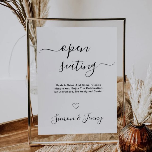Invitation Mariage Open Seating Modèle (Wedding Open Seating Sign Template)