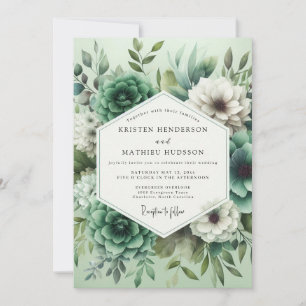Invitation Mariage Opulence Fleurie Vert Menthe