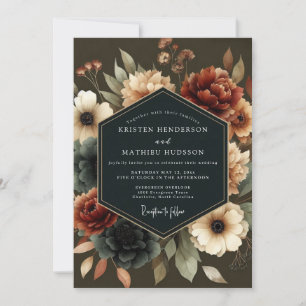 Invitation Mariage Opulence Florale Bourgogne Profond