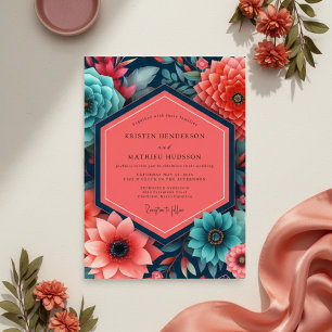 Invitation Mariage Opulence Florale Sarcelle