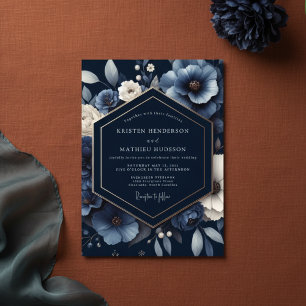 Invitation Mariage Opulent aux Fleurs de la Marine